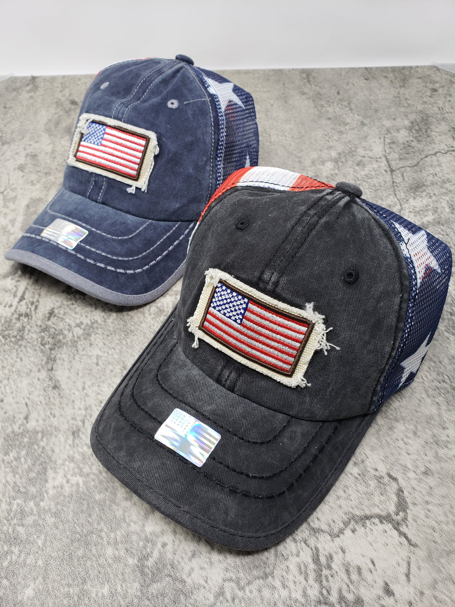 American Flag Trucker Denim Hat