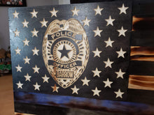 Load image into Gallery viewer, 36" American Flag CNC Wooden Police Thin Blue Line Flag