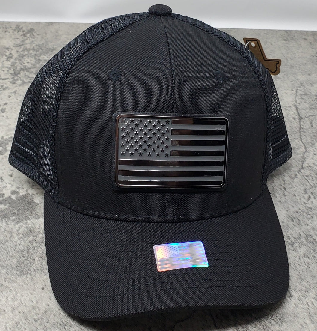 Blackout American Flag Trucker Hat