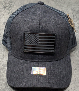 Blackout American Flag Trucker Hat