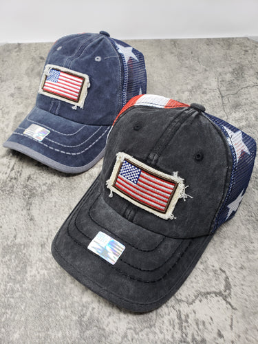 American Flag Trucker Hat with Patch
