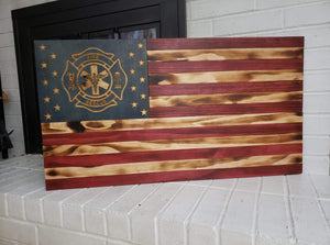 36" American Flag CNC Wooden Firemans Flag