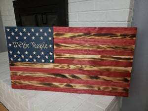 36" American Flag CNC Wooden Flag "We The People" Constitution