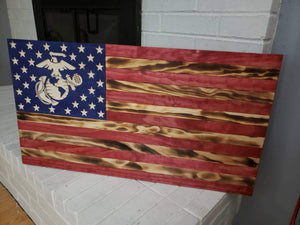 36" American Flag CNC Wooden Flag Marines