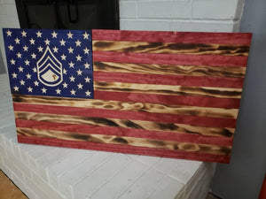 36" American Flag CNC Wooden Flag Staff Sergeant Army